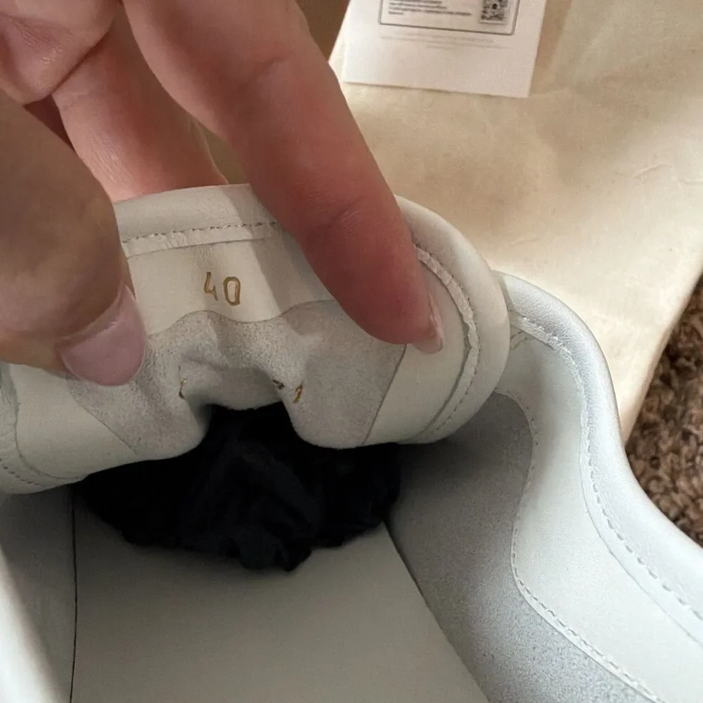 Saint Laurent White Leather Low Top Sneakers Gum Sole Gold Logo EU 40